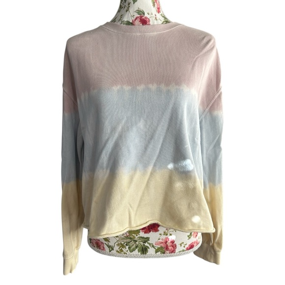 Rainbow tie dye patterned sweater medium spiritual gangster crew neck - Picture 1 of 13